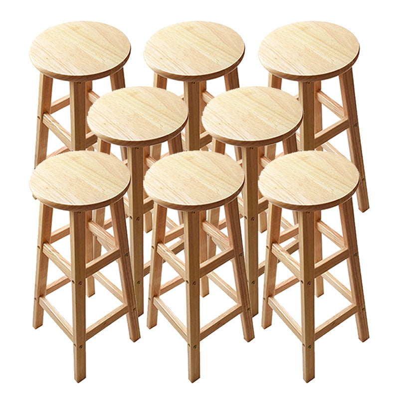 Light Wood Finish Counter & Bar Stools Modern Indoor Stools with 4 Legs 8 Piece Set Bar Stool(28"H) Clearhalo 'Bar Furniture' 'Bar Stools' 'bar_stools' 'furn' 'furn_bar_stools' 'Furniture' 'Kitchen & Dining Furniture' 6768360