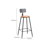 Industrial Dining Stools Armless Bar Stools with Black Metal Base