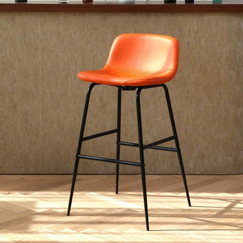 Kunstleder -Esshocker Industrial Barhocker mit schwarzer Metallbasis