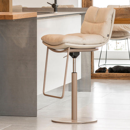 White Adjustable Height Bar Stools Industrial Faux Leather Stools