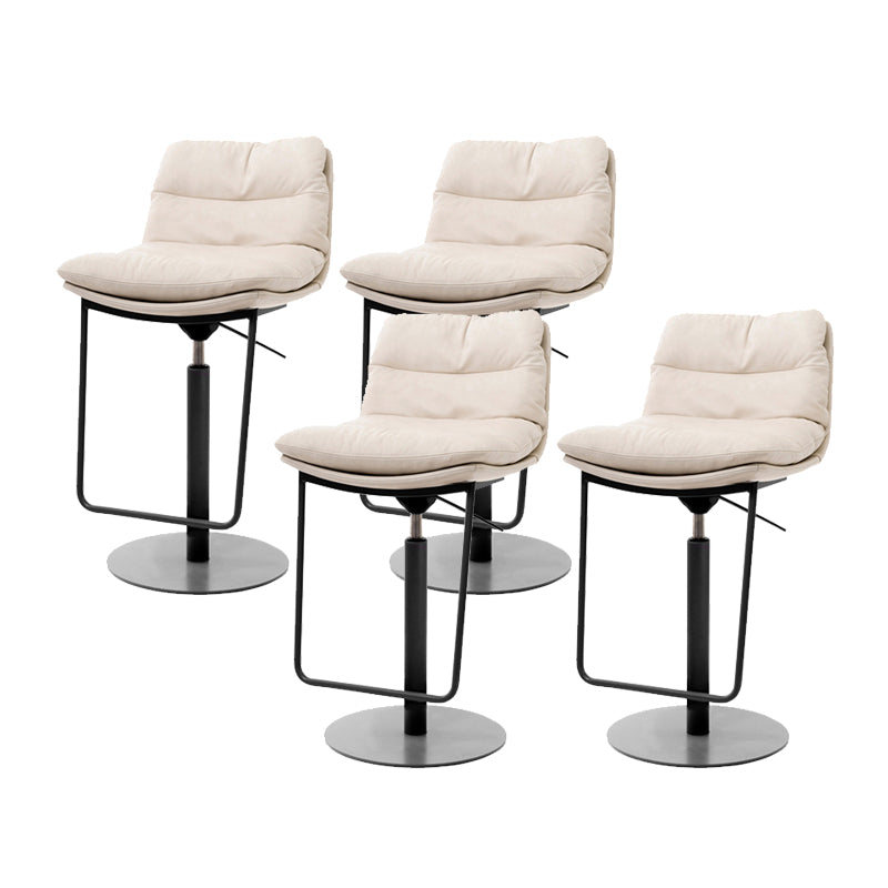White Adjustable Height Bar Stools Industrial Faux Leather Stools