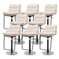 White Adjustable Height Bar Stools Industrial Faux Leather Stools