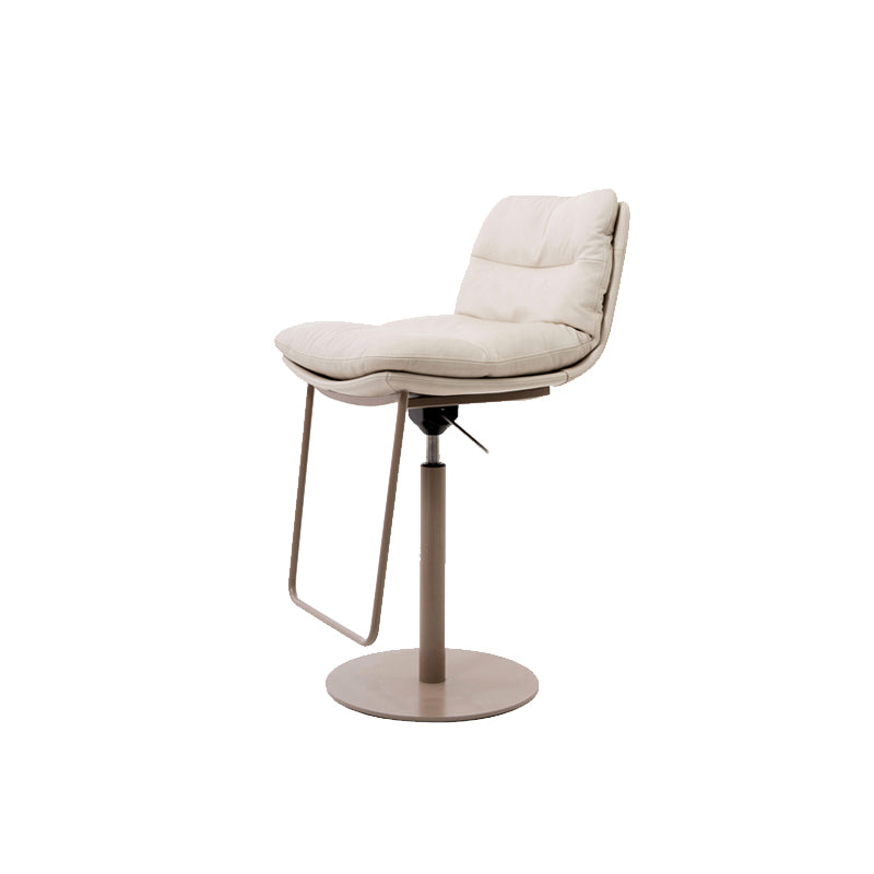 White Adjustable Height Bar Stools Industrial Faux Leather Stools