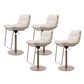 White Adjustable Height Bar Stools Industrial Faux Leather Stools