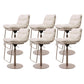 White Adjustable Height Bar Stools Industrial Faux Leather Stools
