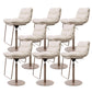White Adjustable Height Bar Stools Industrial Faux Leather Stools