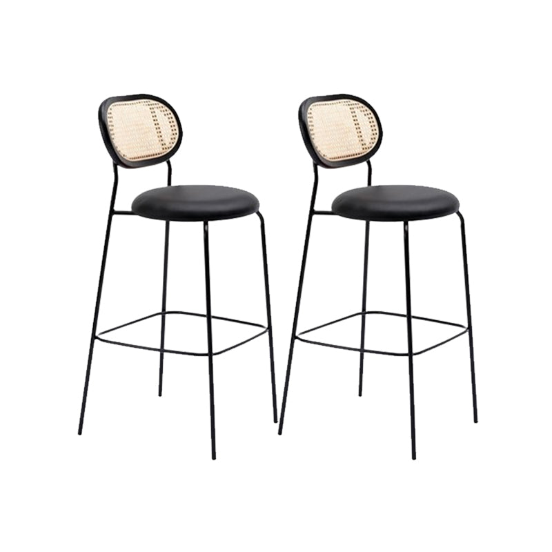 Taburetes de comedor con respaldo bajo Taburetes de bar sin brazos contemporáneos con base de metal