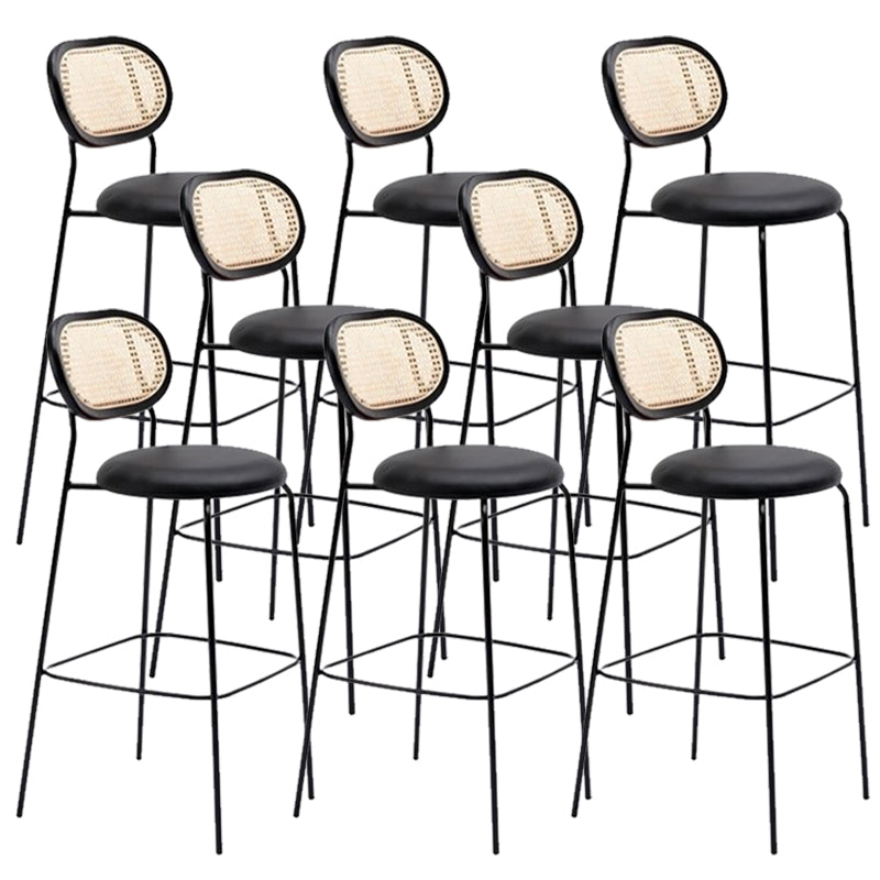 Taburetes de comedor con respaldo bajo Taburetes de bar sin brazos contemporáneos con base de metal