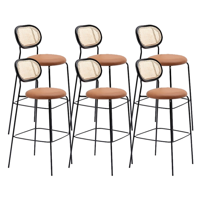 Taburetes de comedor con respaldo bajo Taburetes de bar sin brazos contemporáneos con base de metal