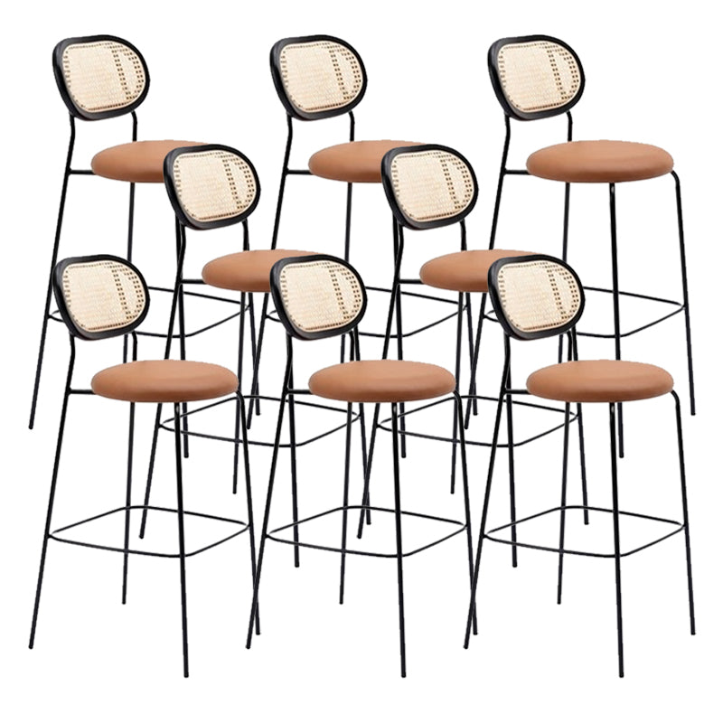 Taburetes de comedor con respaldo bajo Taburetes de bar sin brazos contemporáneos con base de metal