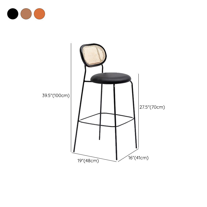 Taburetes de comedor con respaldo bajo Taburetes de bar sin brazos contemporáneos con base de metal