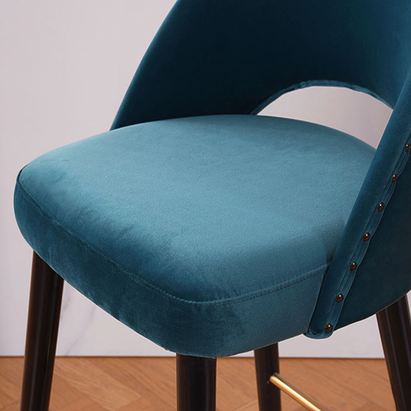 Sgabelli da bar in velluto con gambe in legno di quercia finitura opaca industriale sgabelli interni