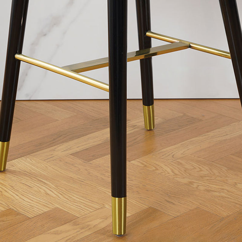 Sgabelli da bar in velluto con gambe in legno di quercia finitura opaca industriale sgabelli interni