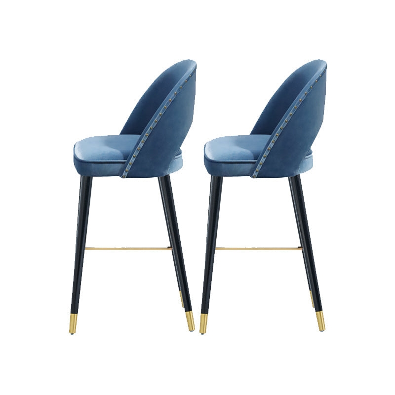 Sgabelli da bar in velluto con gambe in legno di quercia finitura opaca industriale sgabelli interni