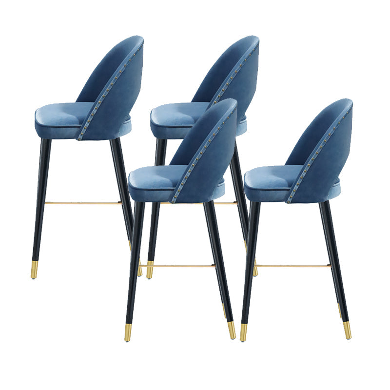 Sgabelli da bar in velluto con gambe in legno di quercia finitura opaca industriale sgabelli interni