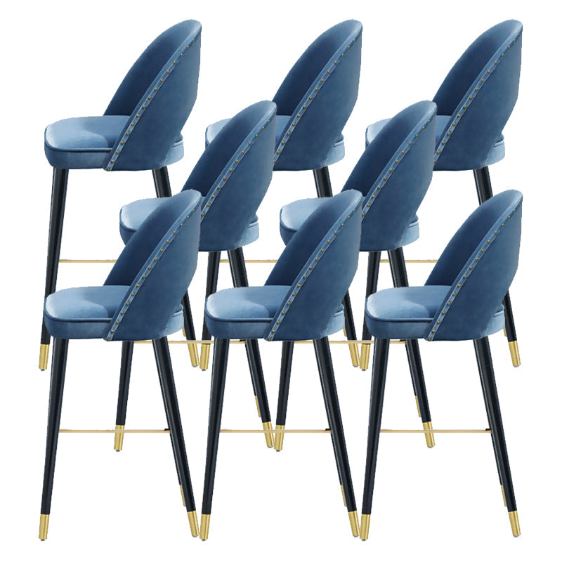 Sgabelli da bar in velluto con gambe in legno di quercia finitura opaca industriale sgabelli interni