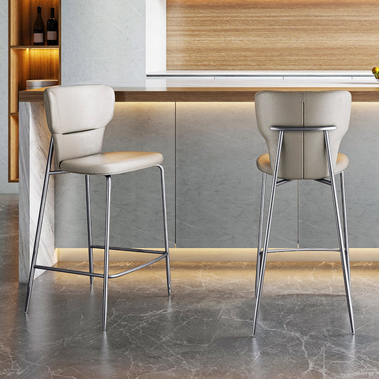 金属ベースのモダンなバースツールレザーバックレストカウンタースツール