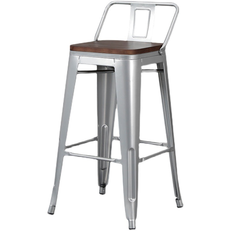 Contemporary Metal Bar Stool Low Back Dining Stool with Footrest Clearhalo 'Bar Furniture' 'Bar Stools' 'bar_stools' 'furn' 'furn_bar_stools' 'Furniture' 'Kitchen & Dining Furniture' 6769220