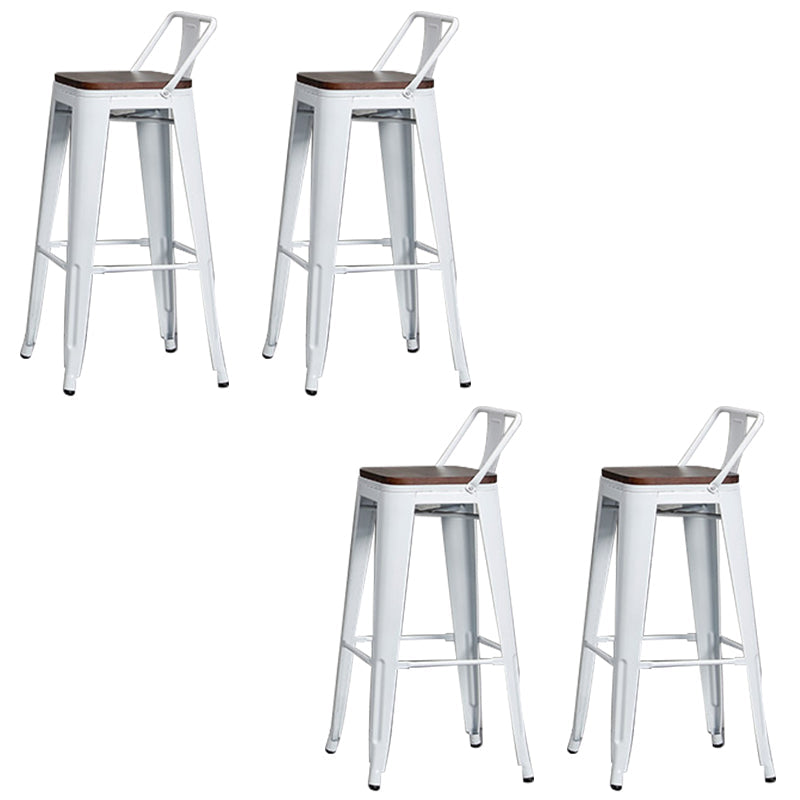 Contemporary Metal Bar Stool Low Back Dining Stool with Footrest Wood White 4 Piece Set Clearhalo 'Bar Furniture' 'Bar Stools' 'bar_stools' 'furn' 'furn_bar_stools' 'Furniture' 'Kitchen & Dining Furniture' 6769226