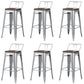 Contemporary Metal Bar Stool Low Back Dining Stool with Footrest Wood Silver 6 Piece Set Clearhalo 'Bar Furniture' 'Bar Stools' 'bar_stools' 'furn' 'furn_bar_stools' 'Furniture' 'Kitchen & Dining Furniture' 6769233