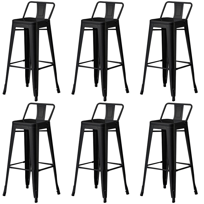 Contemporary Metal Bar Stool Low Back Dining Stool with Footrest Metal Black 6 Piece Set Clearhalo 'Bar Furniture' 'Bar Stools' 'bar_stools' 'furn' 'furn_bar_stools' 'Furniture' 'Kitchen & Dining Furniture' 6769237