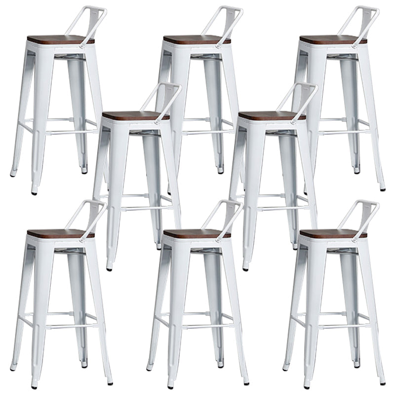 Contemporary Metal Bar Stool Low Back Dining Stool with Footrest Wood White 8 Piece Set Clearhalo 'Bar Furniture' 'Bar Stools' 'bar_stools' 'furn' 'furn_bar_stools' 'Furniture' 'Kitchen & Dining Furniture' 6769240