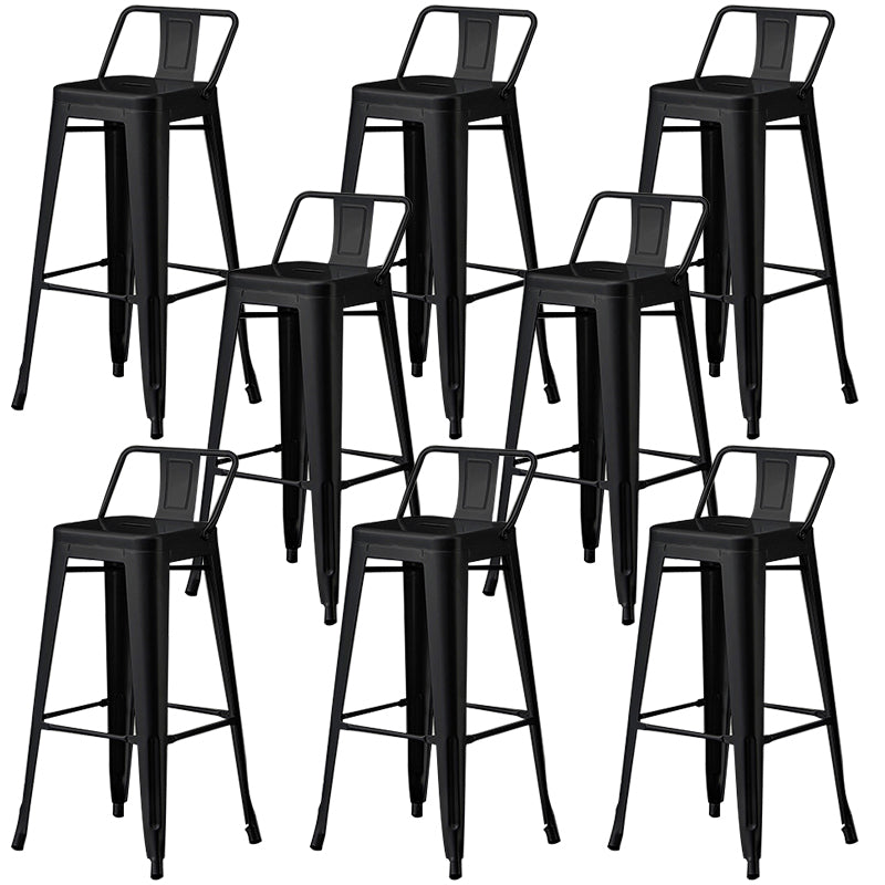 Contemporary Metal Bar Stool Low Back Dining Stool with Footrest Metal Black 8 Piece Set Clearhalo 'Bar Furniture' 'Bar Stools' 'bar_stools' 'furn' 'furn_bar_stools' 'Furniture' 'Kitchen & Dining Furniture' 6769243