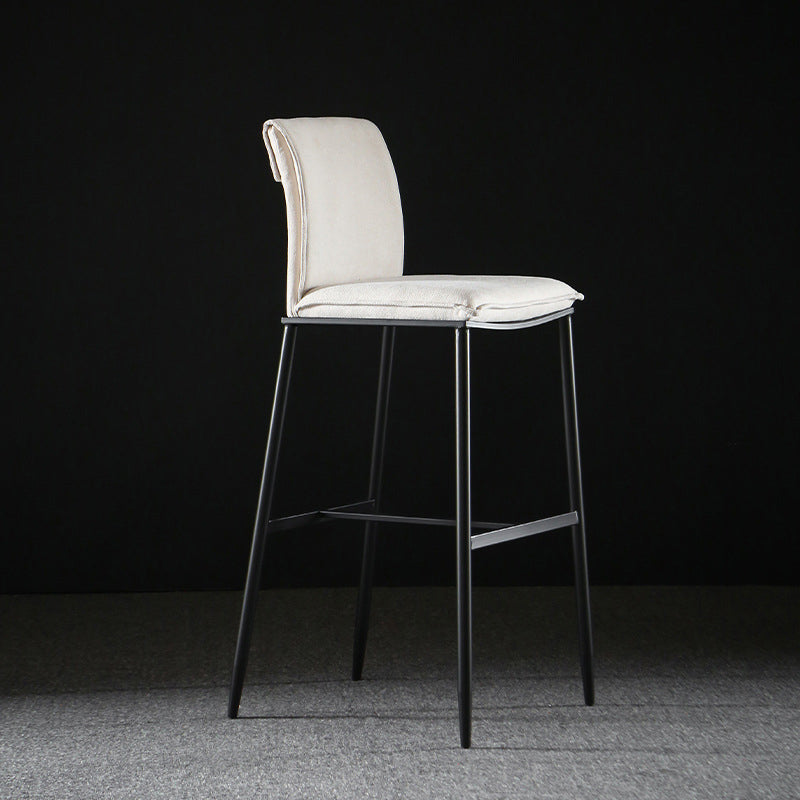 Armless Bar Stool Contemporary Low Back Dining Stool with Footrest Beige 1 Piece Clearhalo 'Bar Furniture' 'Bar Stools' 'bar_stools' 'furn' 'furn_bar_stools' 'Furniture' 'Kitchen & Dining Furniture' 6769248