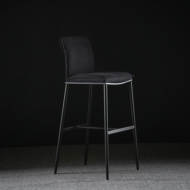 Armless Bar Stool Contemporary Low Back Dining Stool with Footrest Black 1 Piece Clearhalo 'Bar Furniture' 'Bar Stools' 'bar_stools' 'furn' 'furn_bar_stools' 'Furniture' 'Kitchen & Dining Furniture' 6769249