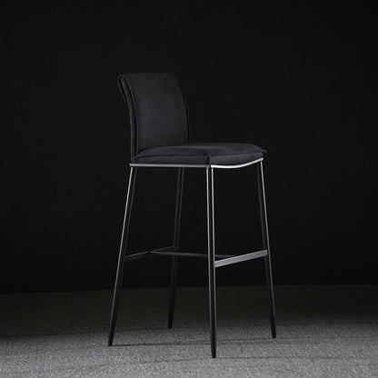 Armless Bar Stool Contemporary Low Back Dining Stool with Footrest Black 1 Piece Clearhalo 'Bar Furniture' 'Bar Stools' 'bar_stools' 'furn' 'furn_bar_stools' 'Furniture' 'Kitchen & Dining Furniture' 6769249