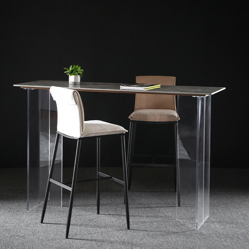 Armless Bar Stool Contemporary Low Back Dining Stool with Footrest Clearhalo 'Bar Furniture' 'Bar Stools' 'bar_stools' 'furn' 'furn_bar_stools' 'Furniture' 'Kitchen & Dining Furniture' 6769250