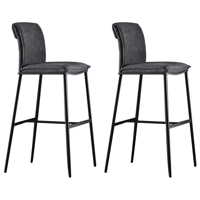 Armless Bar Stool Contemporary Low Back Dining Stool with Footrest Gray 2 Piece Set Clearhalo 'Bar Furniture' 'Bar Stools' 'bar_stools' 'furn' 'furn_bar_stools' 'Furniture' 'Kitchen & Dining Furniture' 6769259