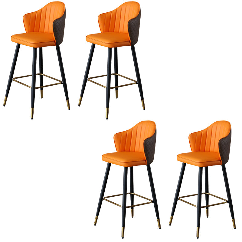 Glam Leather Bar Stool Backrest Counter Stool with Metal Legs