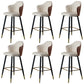 Glam Leather Bar Stool Backrest Counter Stool with Metal Legs