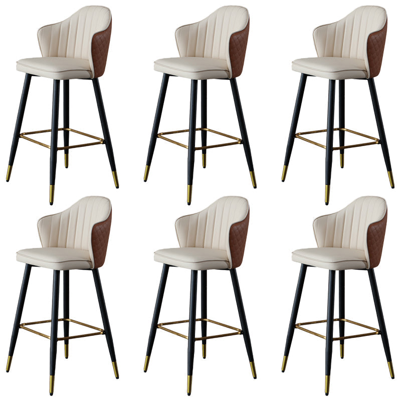 Glam Leather Bar Stool Backrest Counter Stool with Metal Legs