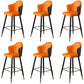Glam Leather Bar Stool Backrest Counter Stool with Metal Legs