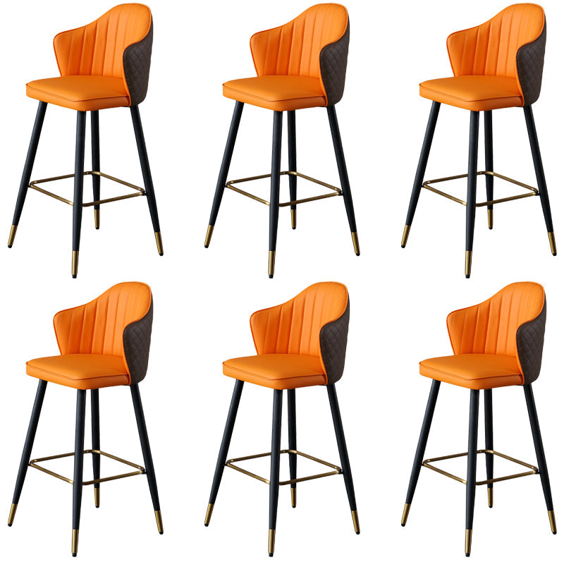 Glam Leather Bar Stool Backrest Counter Stool with Metal Legs