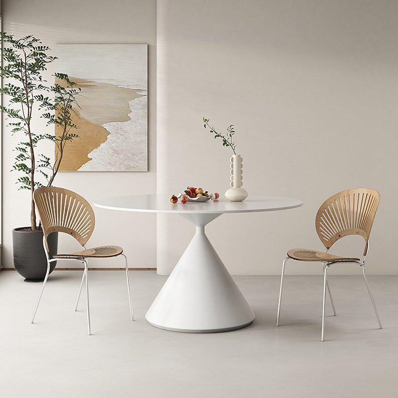 Contemporary Round Dining Table Sintered Stone Table with Metal Base 43.3"L x 43.3"W x 29.1"H Without Chairs Clearhalo 'Dining Tables & Seating' 'Dining Tables' 'dining_table' 'furn' 'furn_dining_table' 'Furniture' 'Kitchen & Dining Furniture' 6769376