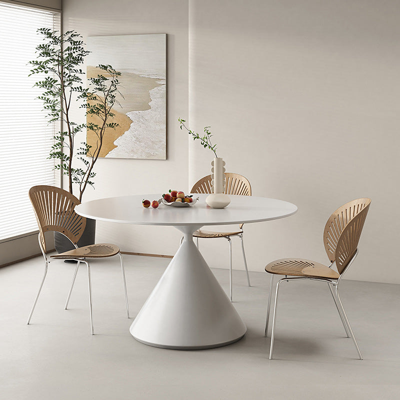 Contemporary Round Dining Table Sintered Stone Table with Metal Base 39.4"L x 39.4"W x 29.1"H Without Chairs Clearhalo 'Dining Tables & Seating' 'Dining Tables' 'dining_table' 'furn' 'furn_dining_table' 'Furniture' 'Kitchen & Dining Furniture' 6769377