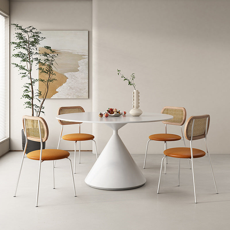 Contemporary Round Dining Table Sintered Stone Table with Metal Base 47.2"L x 47.2"W x 29.1"H Without Chairs Clearhalo 'Dining Tables & Seating' 'Dining Tables' 'dining_table' 'furn' 'furn_dining_table' 'Furniture' 'Kitchen & Dining Furniture' 6769379