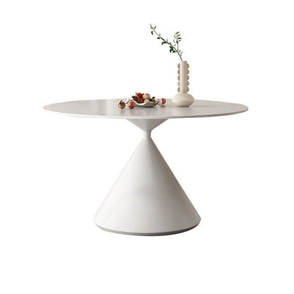 Contemporary Round Dining Table Sintered Stone Table with Metal Base Without Chairs Clearhalo 'Dining Tables & Seating' 'Dining Tables' 'dining_table' 'furn' 'furn_dining_table' 'Furniture' 'Kitchen & Dining Furniture' 6769380