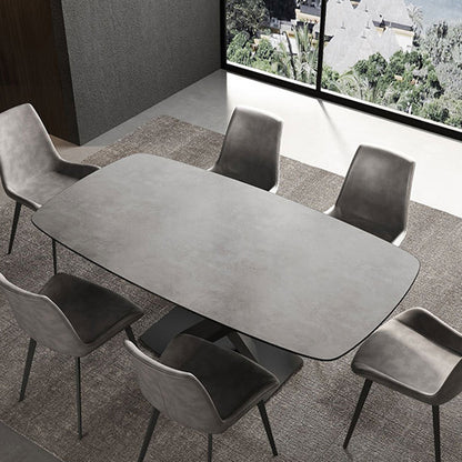 Industrial Style Rectangle Dining Table Sintered Stone Table with Metal Leg for Home Gray Without Chairs Clearhalo 'Dining Tables & Seating' 'Dining Tables' 'dining_table' 'furn' 'furn_dining_table' 'Furniture' 'Kitchen & Dining Furniture' 6769413