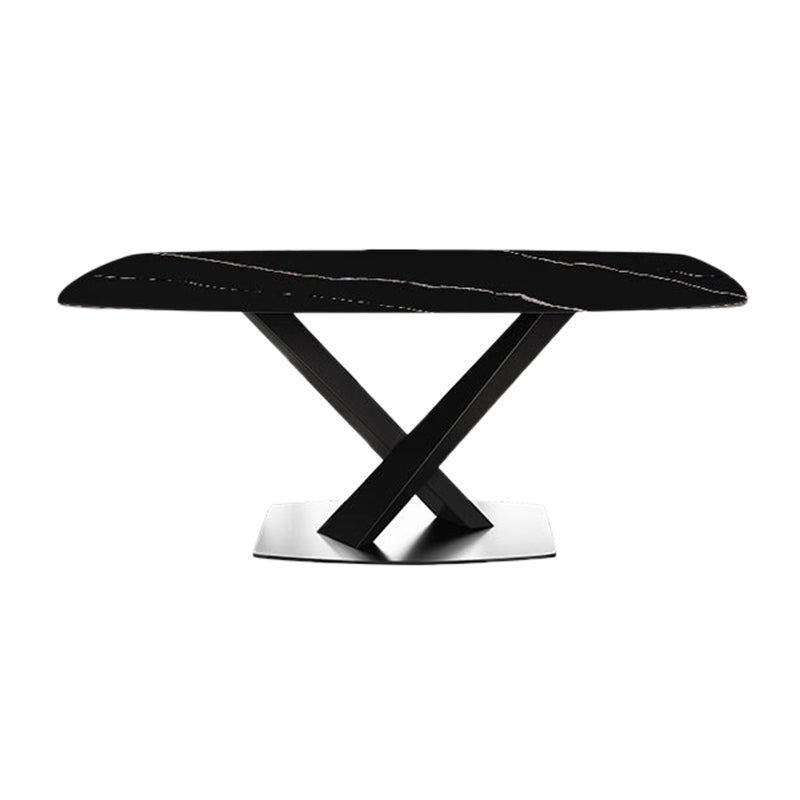 Industrial Style Rectangle Dining Table Sintered Stone Table with Metal Leg for Home Clearhalo 'Dining Tables & Seating' 'Dining Tables' 'dining_table' 'furn' 'furn_dining_table' 'Furniture' 'Kitchen & Dining Furniture' 6769414