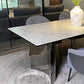 Industrial Rectangle Dining Table Sintered Stone Table with Metal Legs for Home