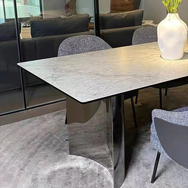 Industrial Rectangle Dining Table Sintered Stone Table with Metal Legs for Home