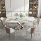 Glam Rectangle Table Sintered Stone Dining Table with Metal Legs