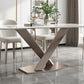 Glam Rectangle Table Sintered Stone Dining Table with Metal Legs