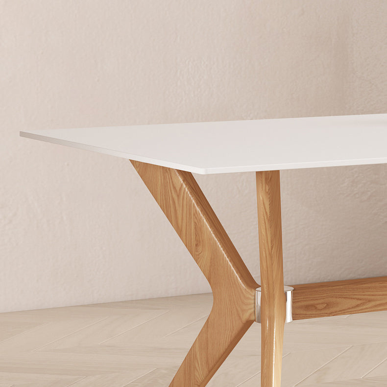 Modern Style Rectangle Table Sintered Stone Dining Table with Wood Legs Clearhalo 'Dining Tables & Seating' 'Dining Tables' 'dining_table' 'furn' 'furn_dining_table' 'Furniture' 'Kitchen & Dining Furniture' 6769466