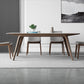 Table de salle à manger en pierre frittée de table rectangulaire moderne avec pieds en bois