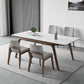 Table de salle à manger en pierre frittée de table rectangulaire moderne avec pieds en bois